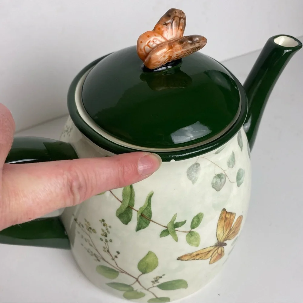 Cracker Barrel Susan Winget Butterfly Earthenware Teapot Spring Easter 7.5" - Picture 5 of 10